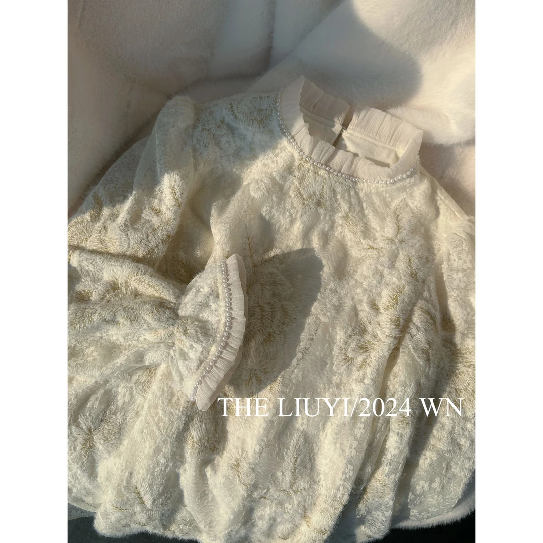 【LIUYI】山茶花~冬季加绒重工刺绣小衫上衣412214