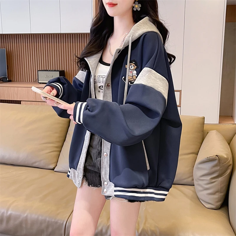 今年流行的漂亮外套女春秋冬季新爆款加绒初高中学生棒球衣服开衫