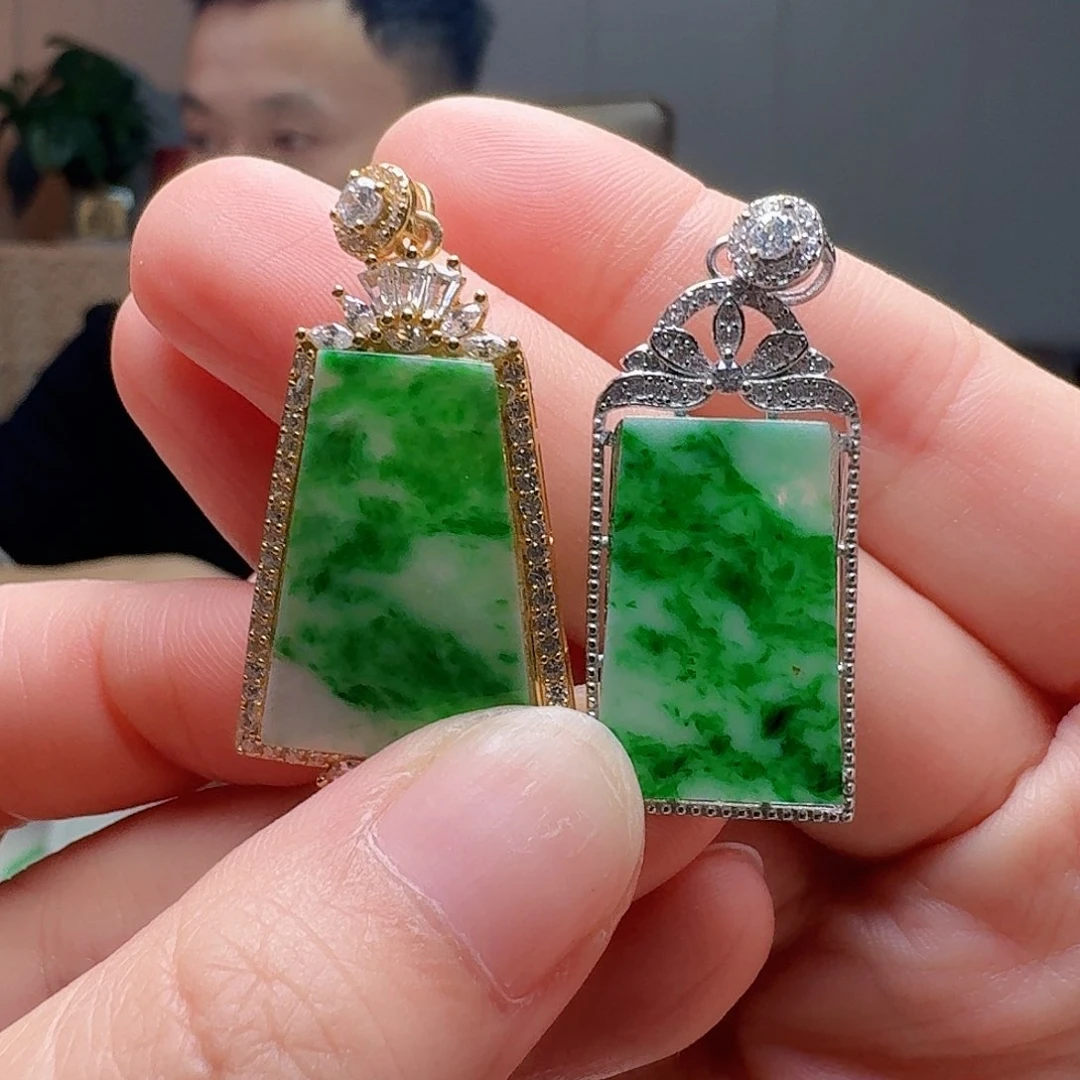 翡翠银S925镶嵌吊坠(不含链)多样性发货其一