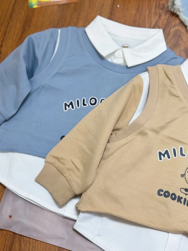 男童假两件衬衣马甲1170