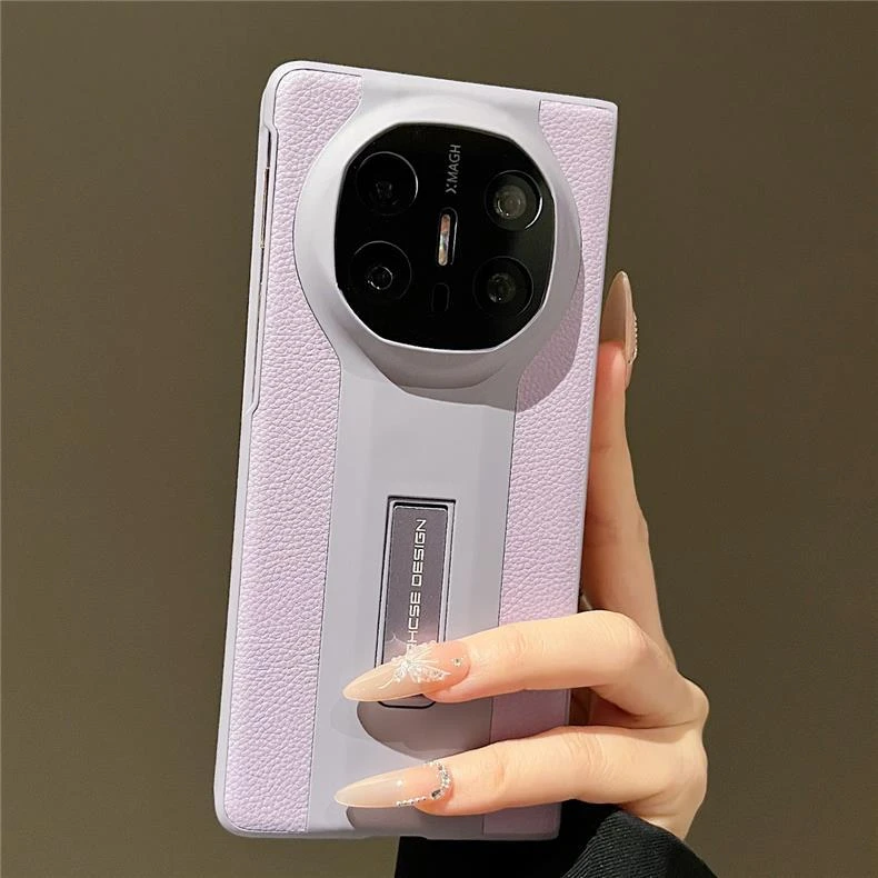 高档隐形一体支架适用华为MateX6典藏版手机壳x5/x3荔枝纹保护套