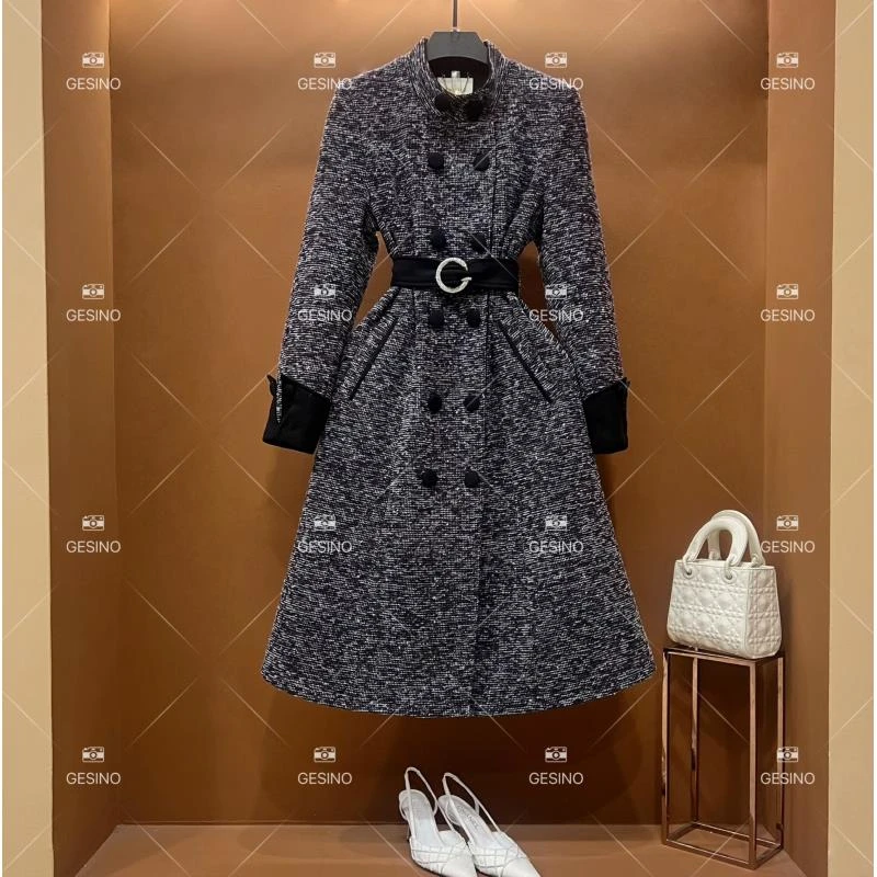 【露】秋冬气质小香风时尚设计师中长款外套 QD-2025221