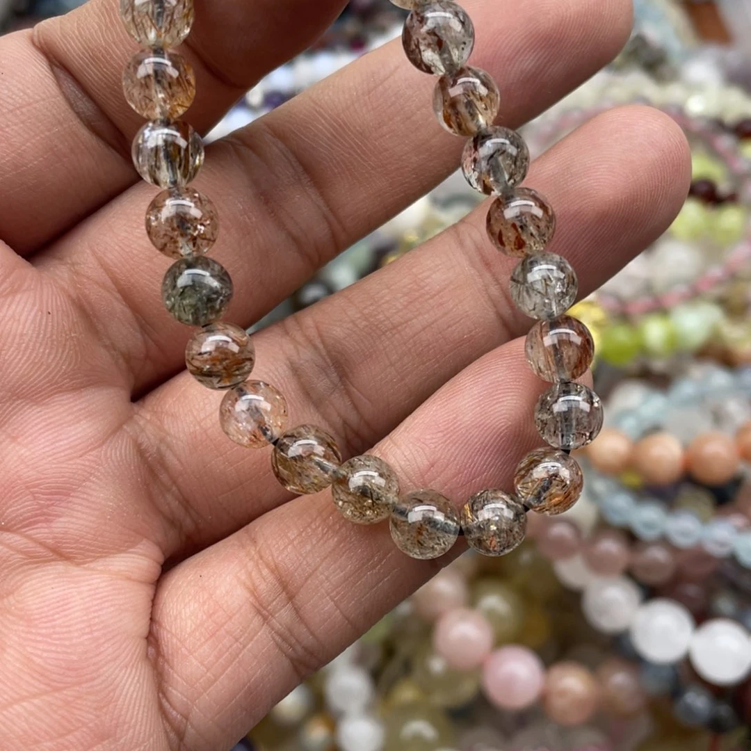 银S925镶嵌手链烟晶