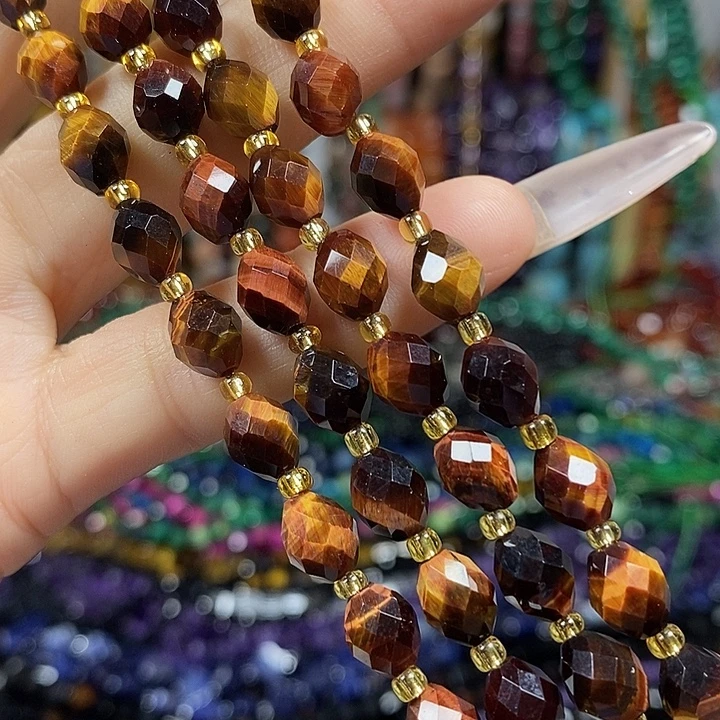 玛瑙/玉髓未镶嵌珠宝半成品红虎米切卡6*8mm