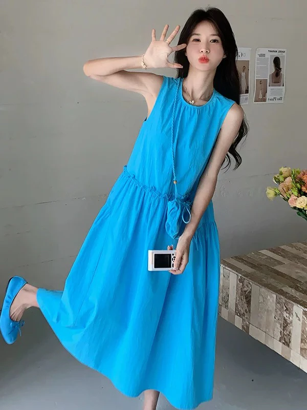 新疆包邮【610】无袖背心连衣裙-衣长104