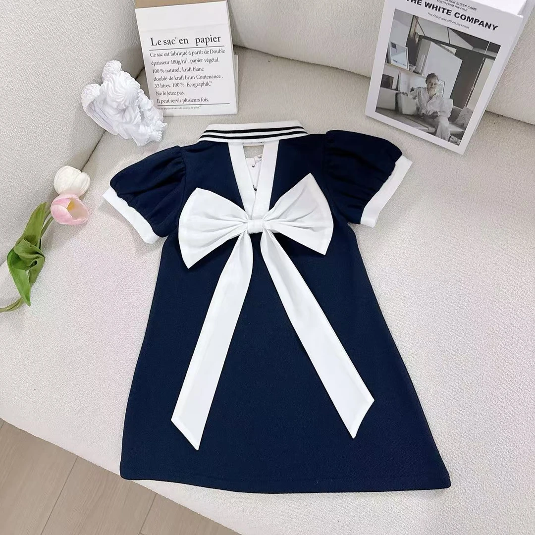 女童夏季连衣裙2025新款韩版洋气儿童夏款女孩polo领短袖公主裙子