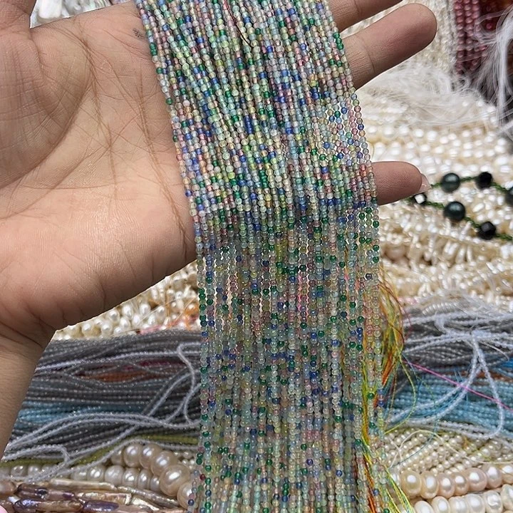 玛瑙/玉髓未镶嵌珠宝半成品2条2mm彩锆石刻面
