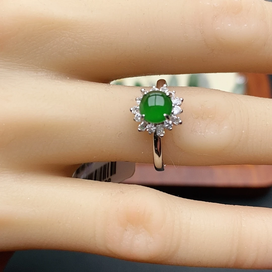 翡翠戒指银S925镶嵌@****?戒指