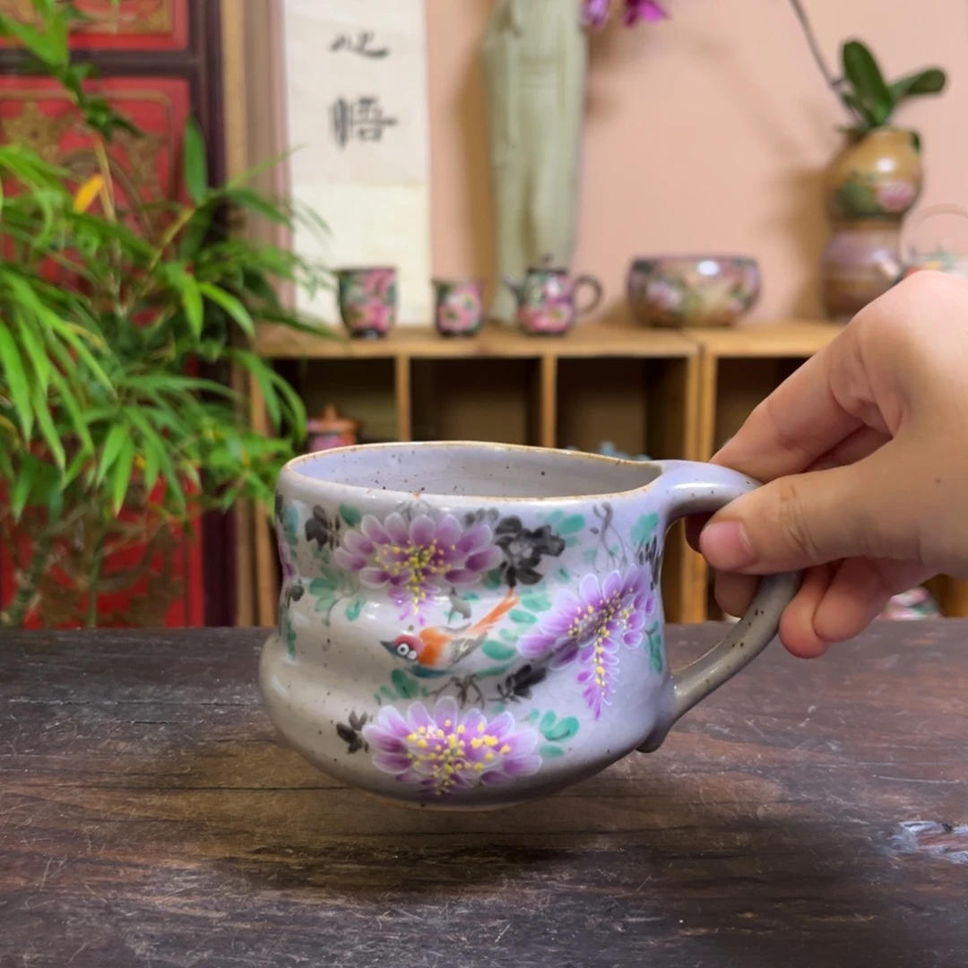 香***菜柴烧纯手工手绘陶瓷