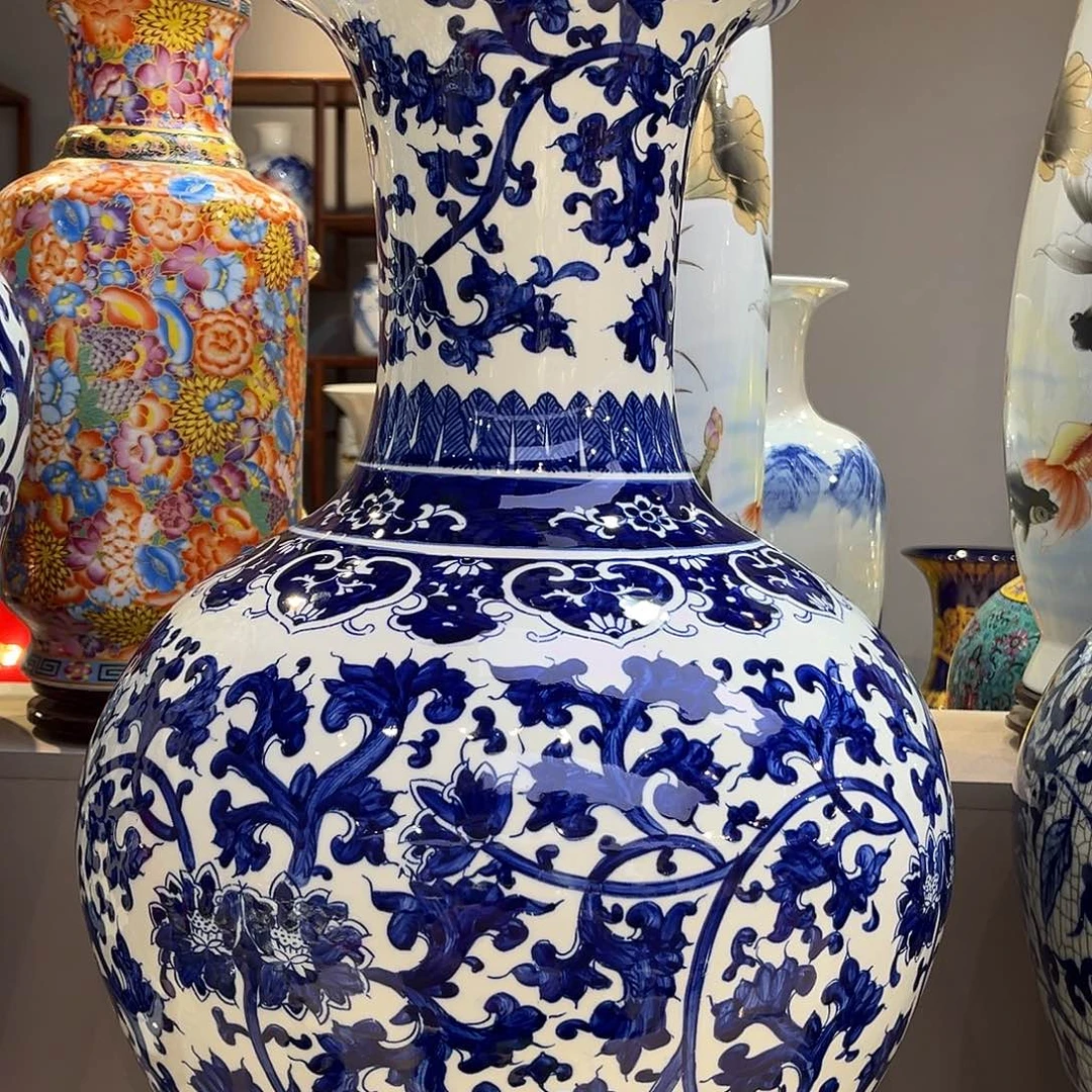 陶景德镇陶瓷58公分一对赏瓶