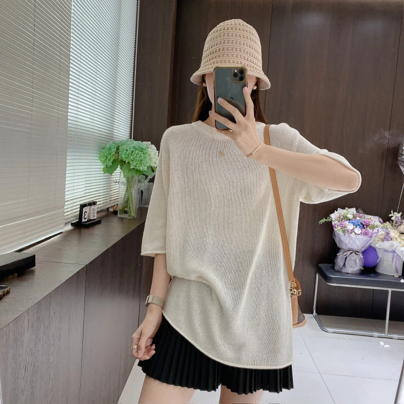 金小金自制女装 针织衫DYW8832宽松卷边短袖