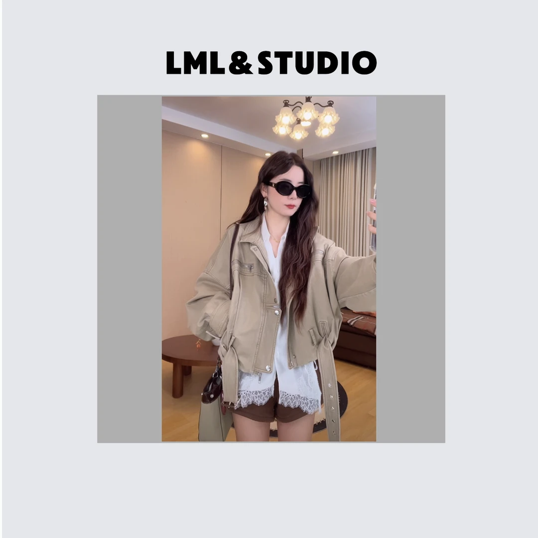 韩版复古工装风立领短款机车夹克外套女2025秋季新款宽松百搭上衣