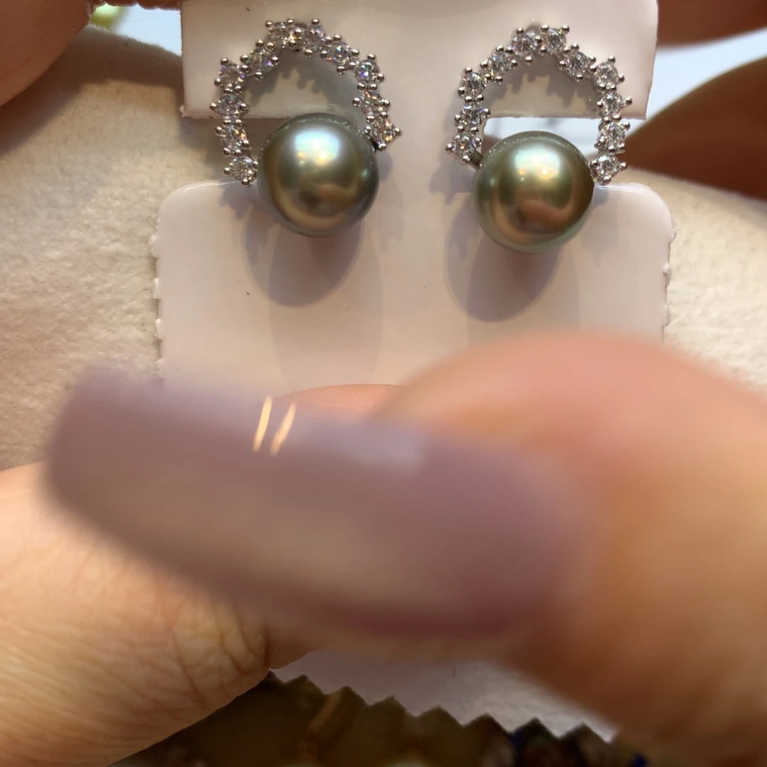 银S925镶嵌耳饰海水珍珠