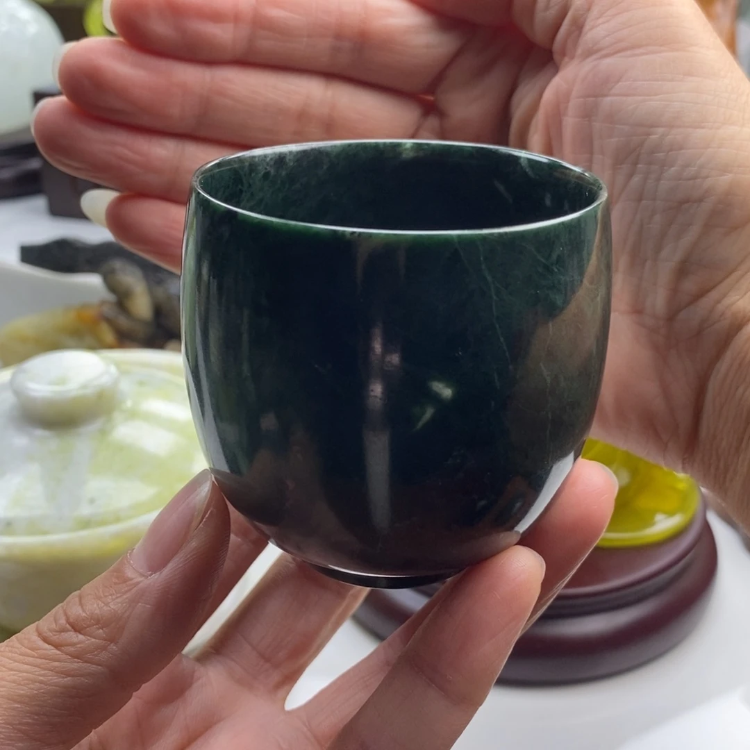 岫玉未镶嵌四大名玉茶杯120cc