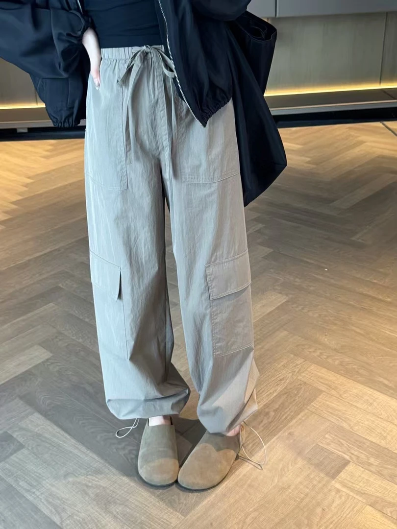 "细长直"伞兵裤女士阔腿裤工装裤