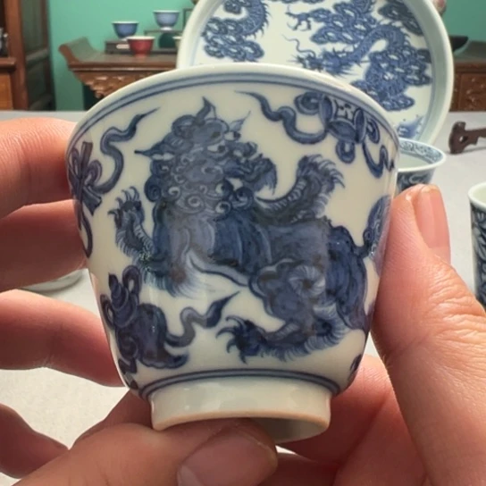 明续幽蓝事事如意马蹄杯