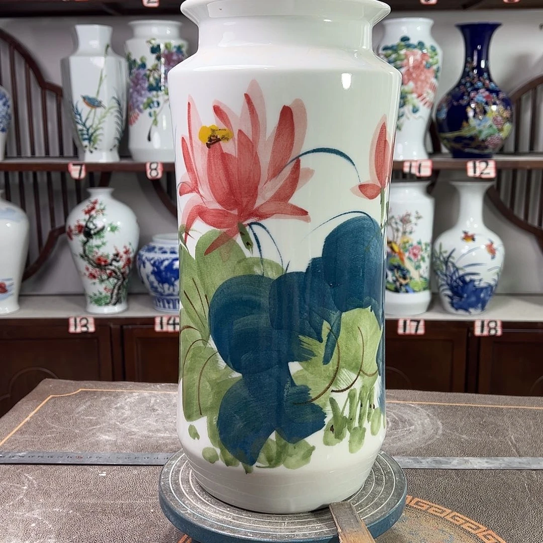 摆件陶景德镇陶瓷书红花