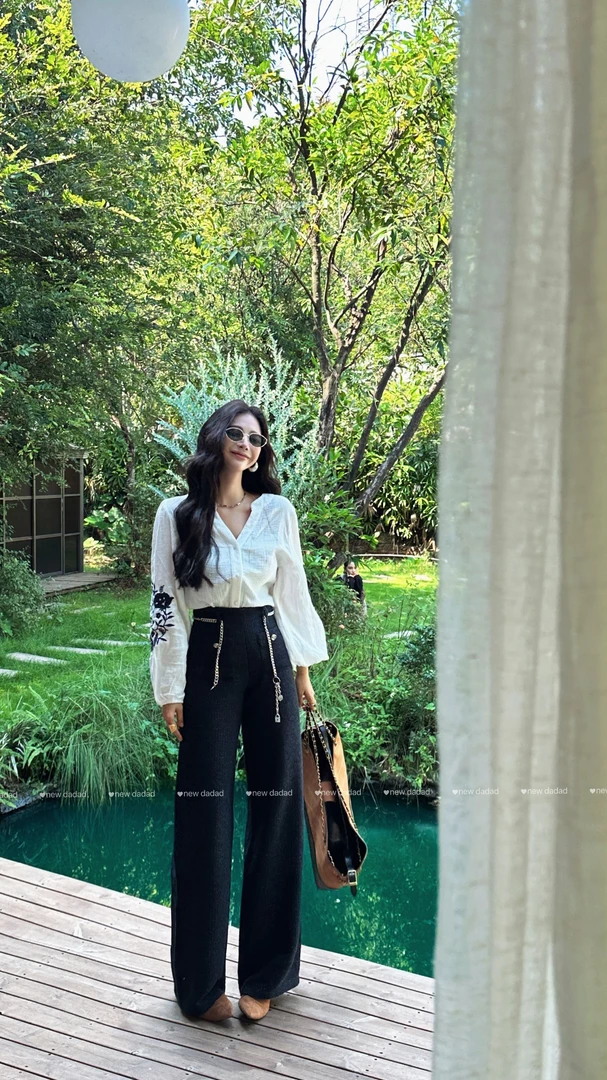 利达 NEW DADADA高腰直筒宽松显瘦时尚休闲设计感休闲裤TDM1353