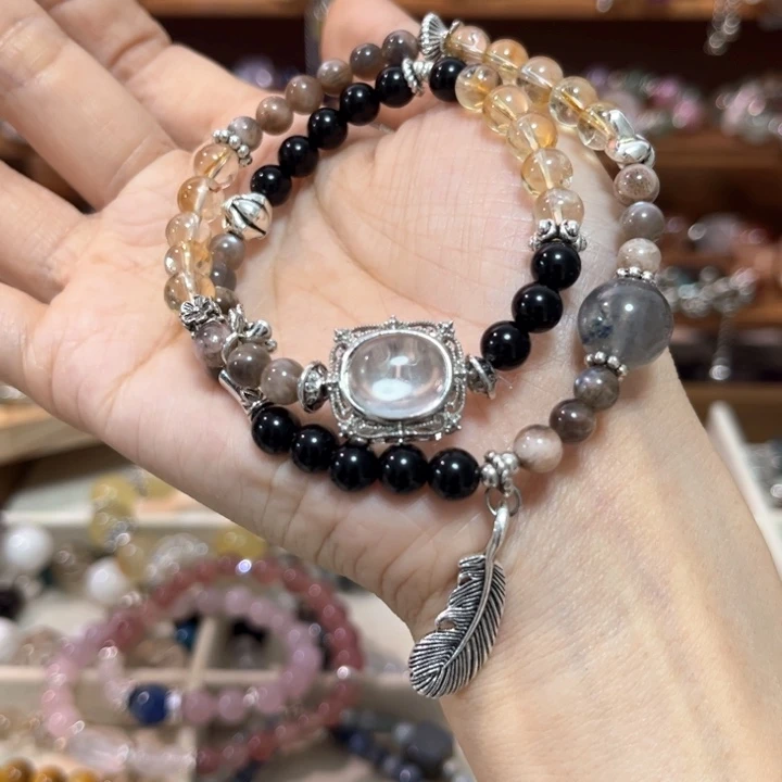 银S925镶嵌手链烟晶1