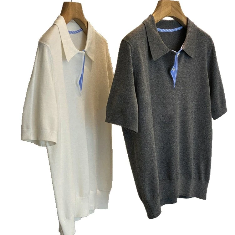 宽松渠道货！！！掌柜自留推，m*u系休闲衬衫polo领针织短袖衫女