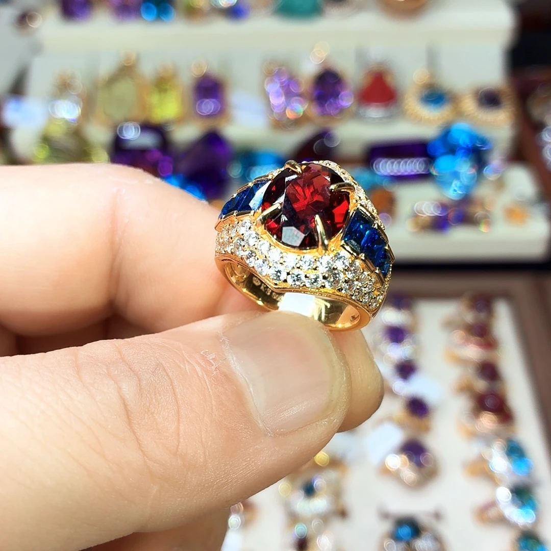 银S925镶嵌石榴石戒指