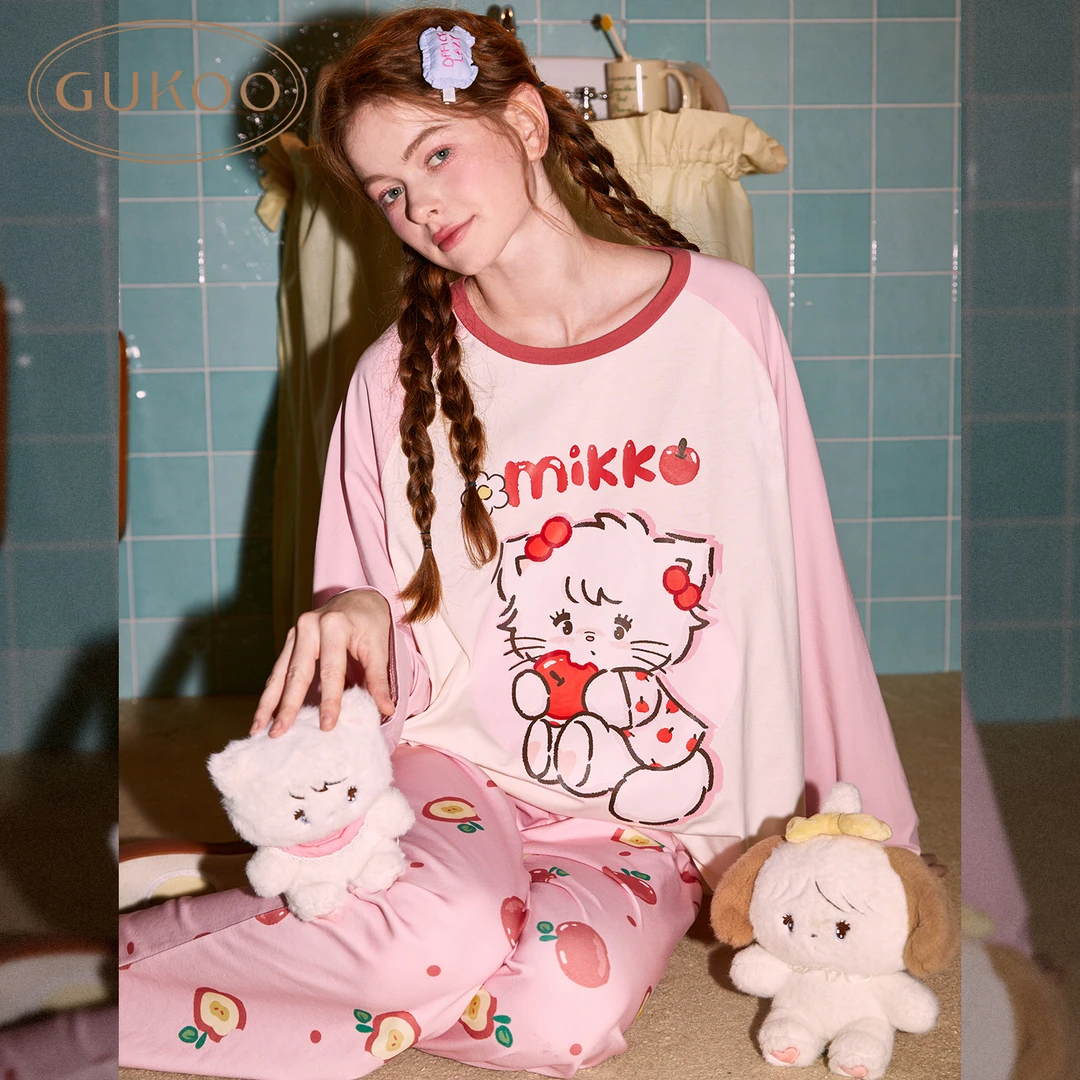 【Gukoo果壳】mikko系列家居服春季新款轻薄长袖女休闲外穿睡衣套装
