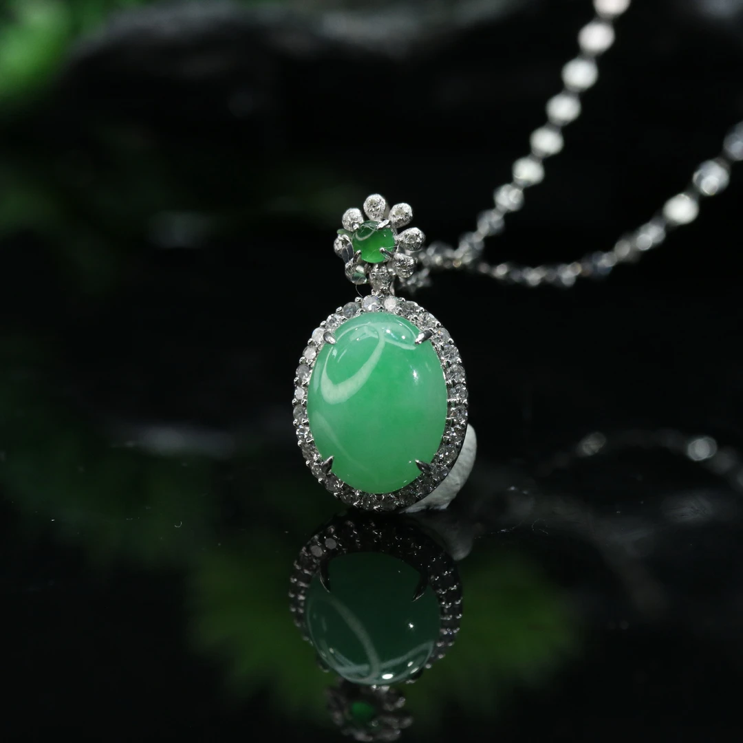 51天然缅甸翡翠A货18k蛋面吊坠/400298/上海嘉禾拍卖