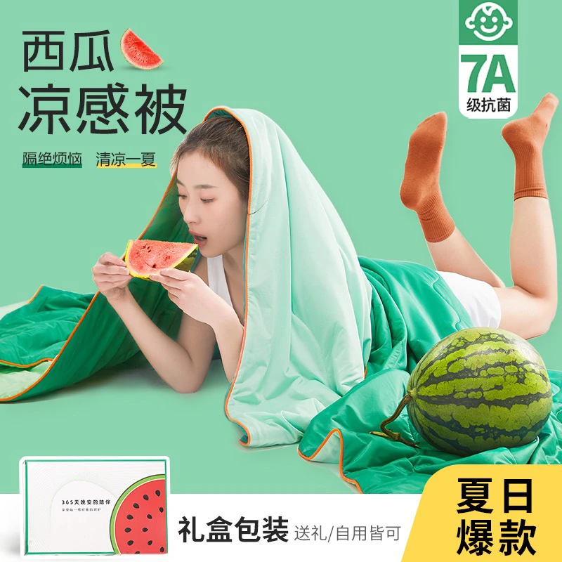 夏季2025新款7A抗菌凉感丝西瓜大豆空调夏被夏凉被机洗空调被