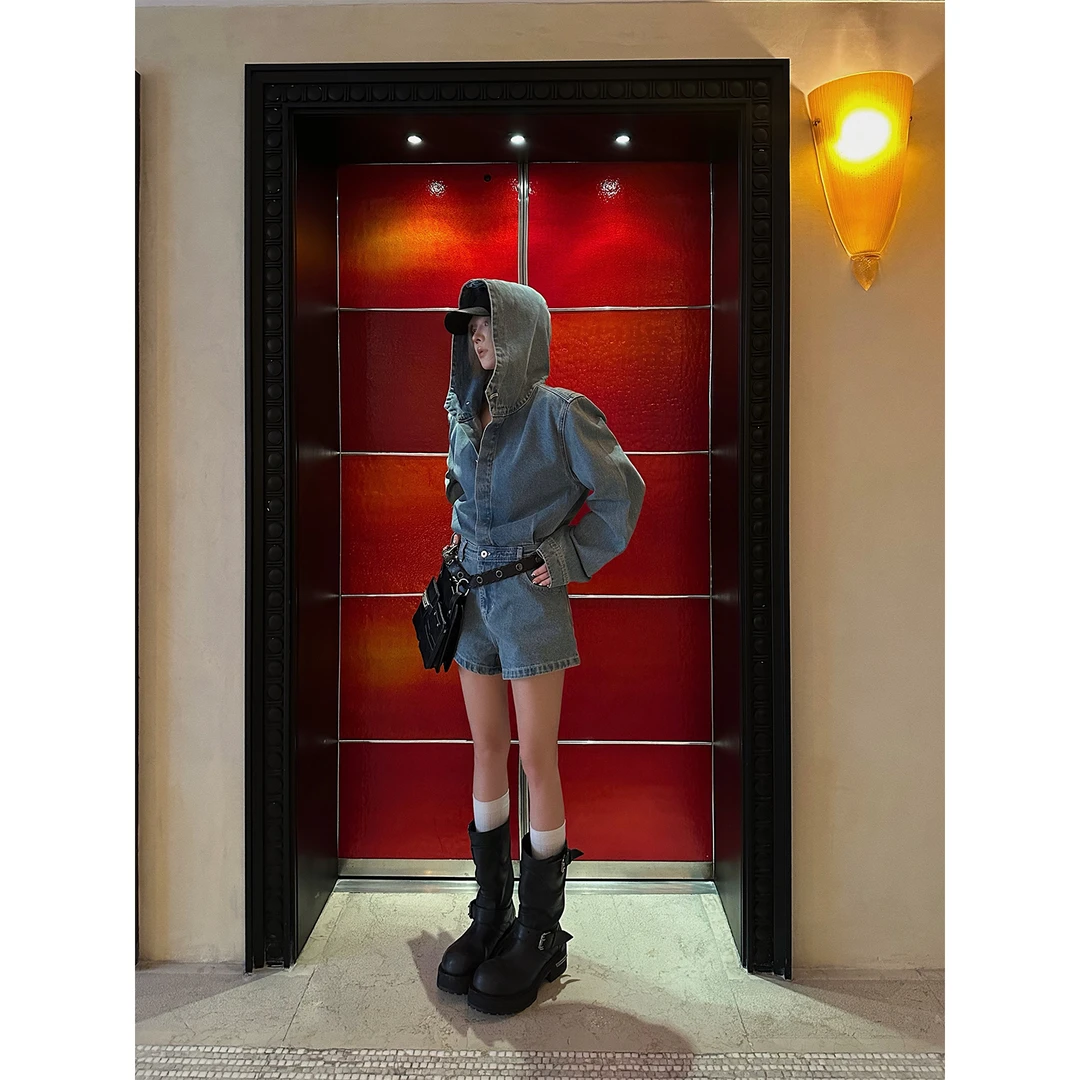 嘉仪【风都侦探】蓝色牛仔连体裤