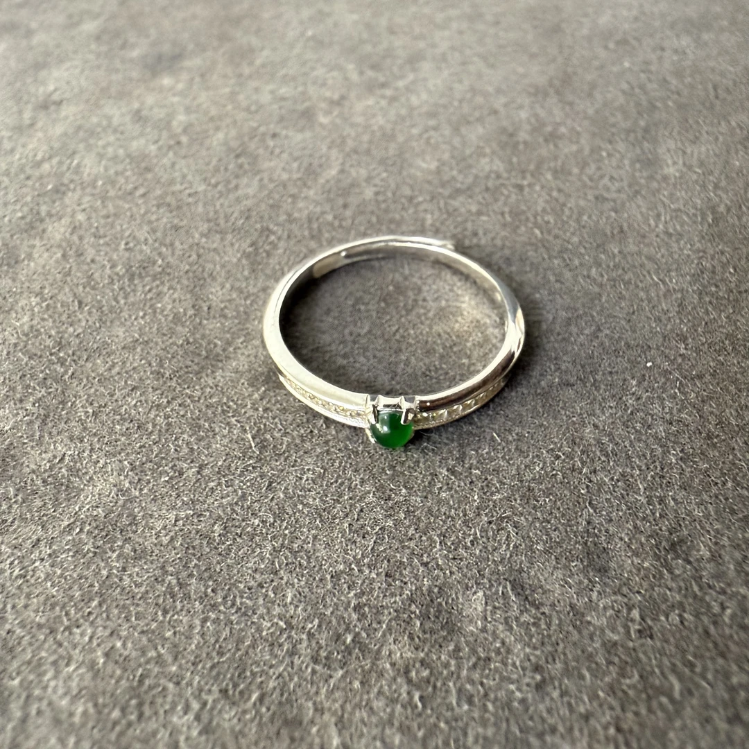 【欣妈珠宝】翡翠戒指可调节S925银戒托#6022