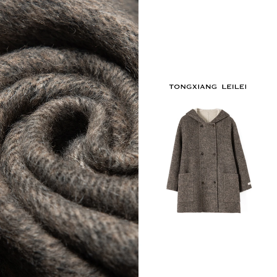 连帽厚款毛呢保暖中长款复古时尚休闲加绒秋冬季AS045