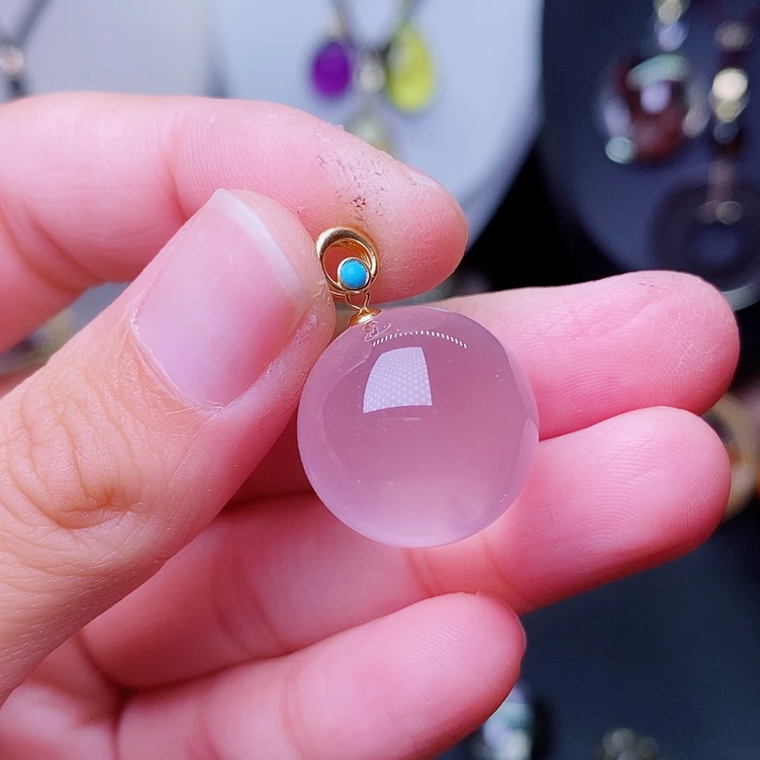 水晶吊坠18K金镶嵌水晶