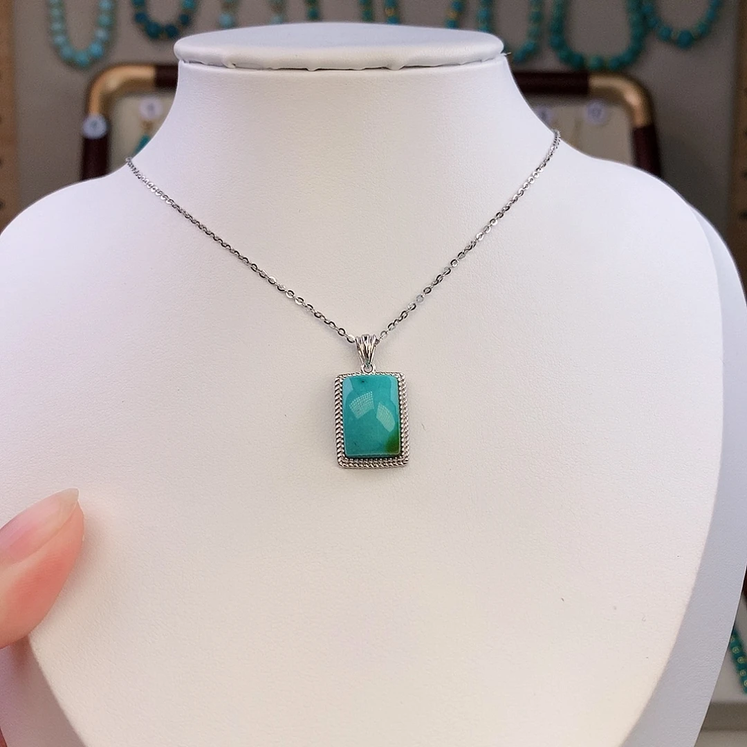 绿松石银S925镶嵌颈饰