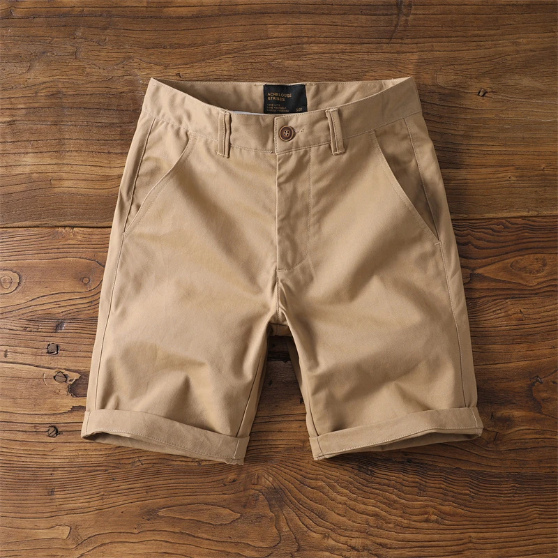 夏季男士重磅5分短裤男时尚潮牌修身百搭休闲简约五分裤纯色中裤