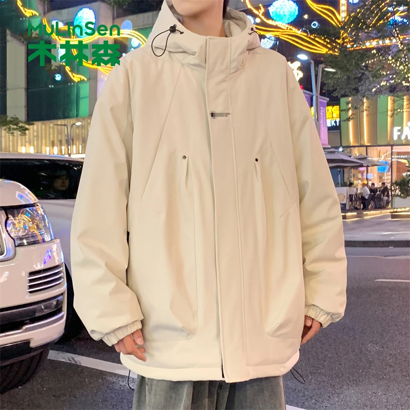 木林森棉服男士2024冬季加厚工装防寒服休闲潮流美式痞帅外套男款
