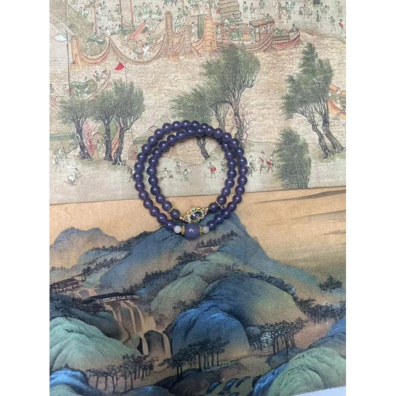 S1370-烟紫石英岩玉6mm双圈手串