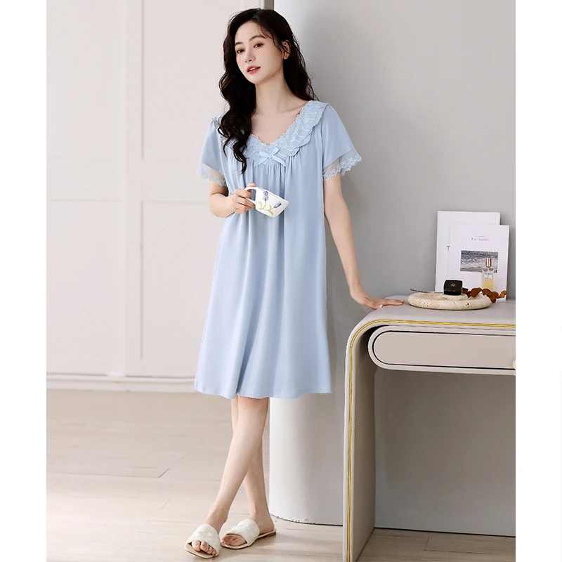 睡裙女款爆款2025新款夏季夏天莫代尔薄款性感大码中长款外穿睡衣