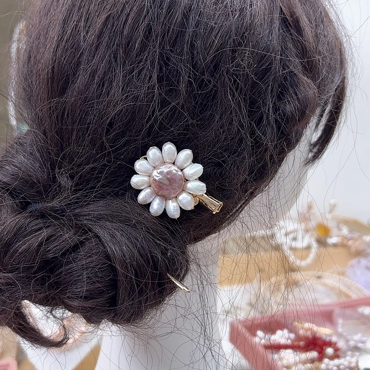 淡水珍珠发饰银S925镶嵌