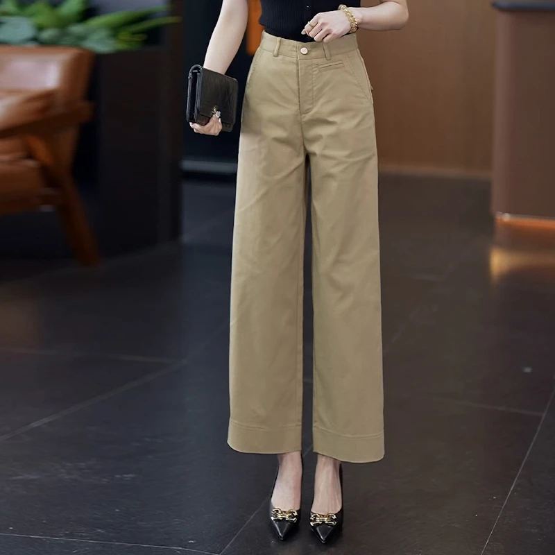 宽松阔腿女裤2025夏季新款薄款小个子直筒阔腿裤高腰显瘦休闲裤子