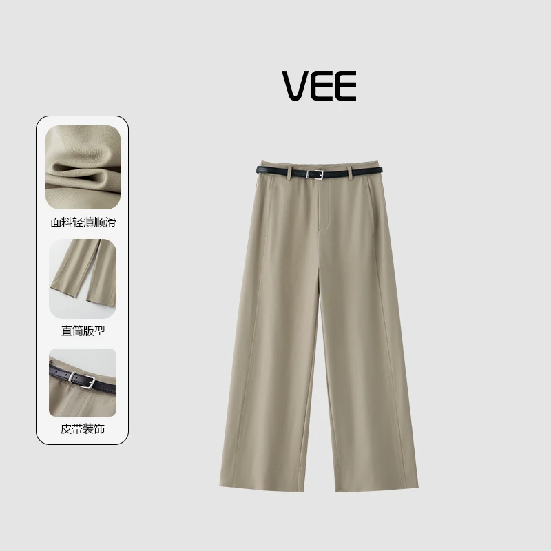 VEE【香氛裤】25夏新款时尚休闲百搭玫瑰香味简约老钱直筒长裤