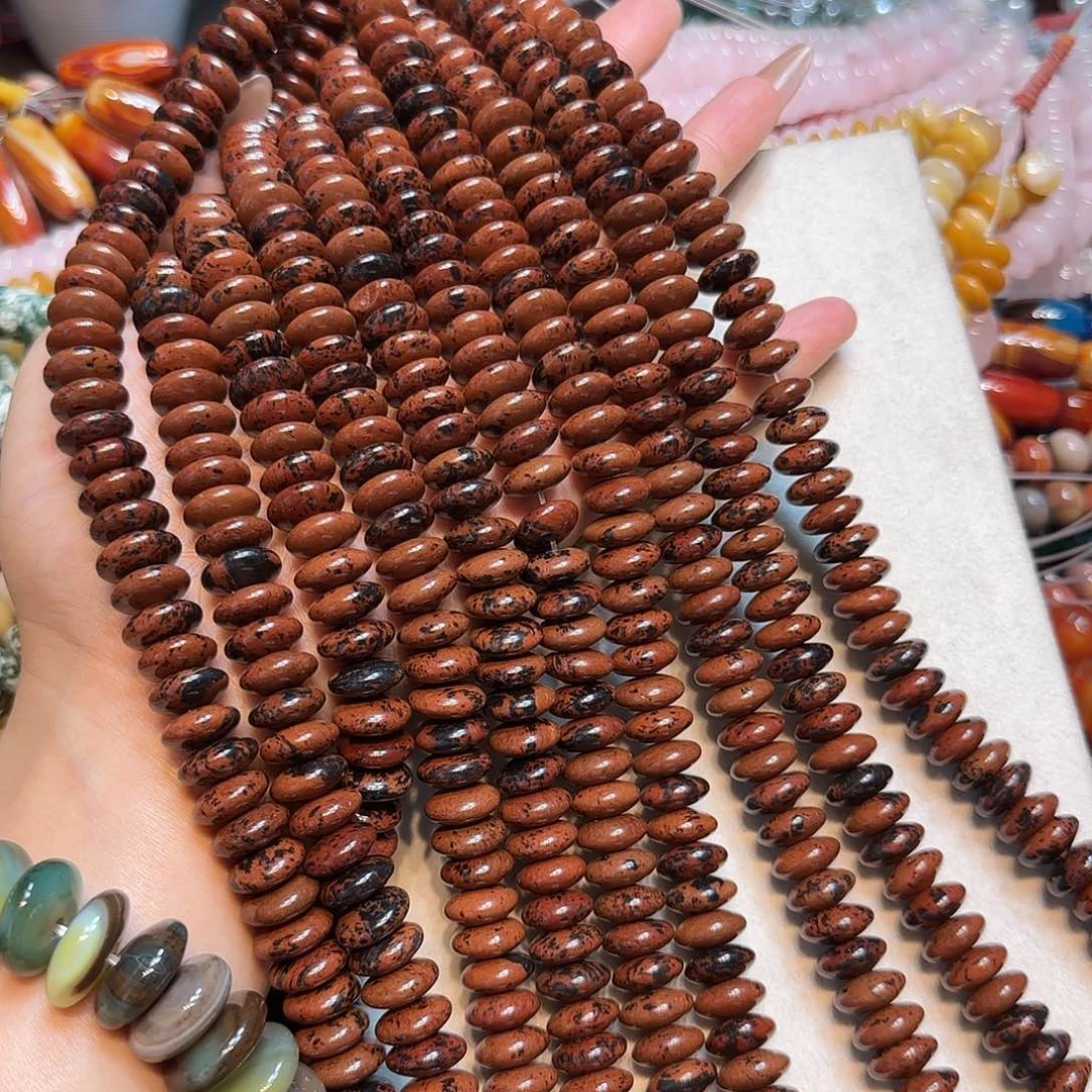 玛瑙/玉髓未镶嵌珠宝半成品12mm金天鹅飞碟算盘一条