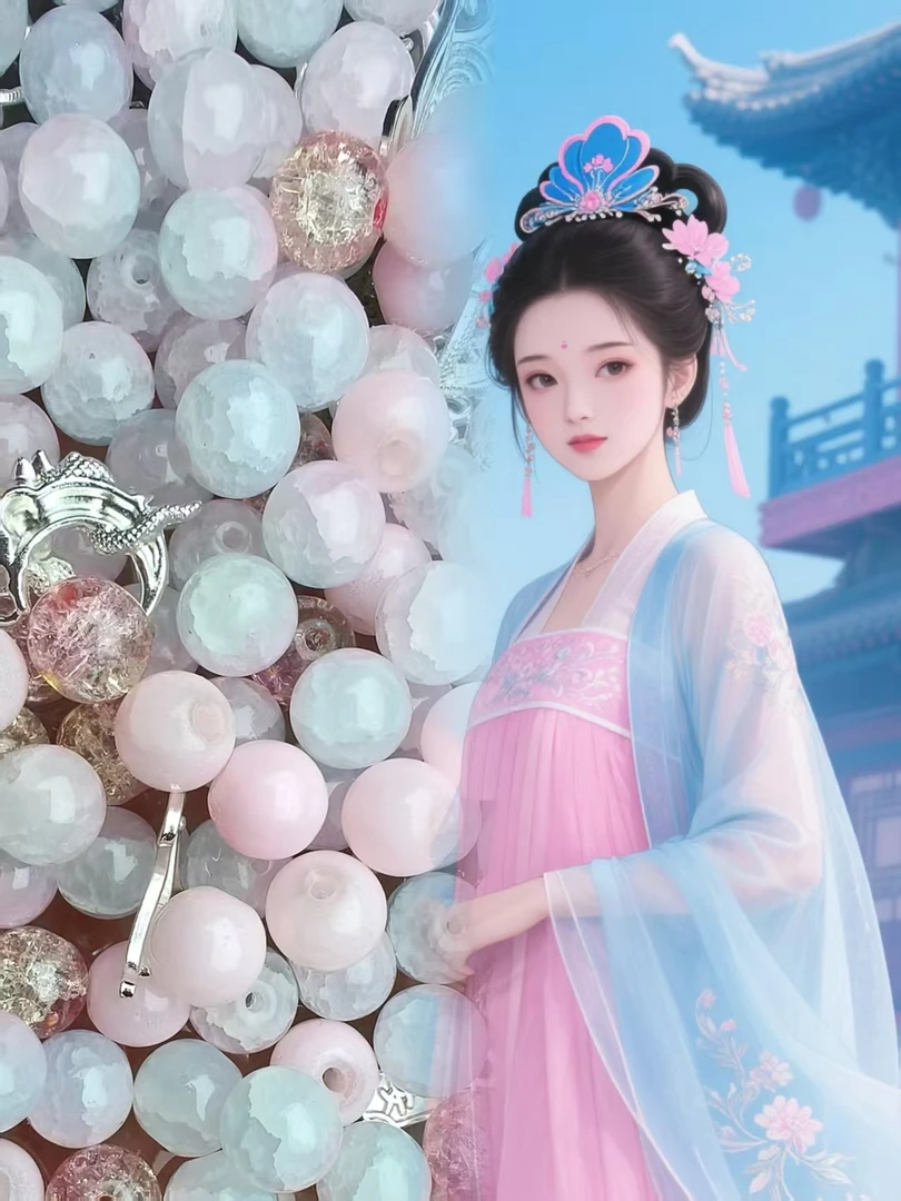 【蓝粉混炒】混炒琉璃爆闪diy手作冰透流行搭配轻奢时尚珠珠