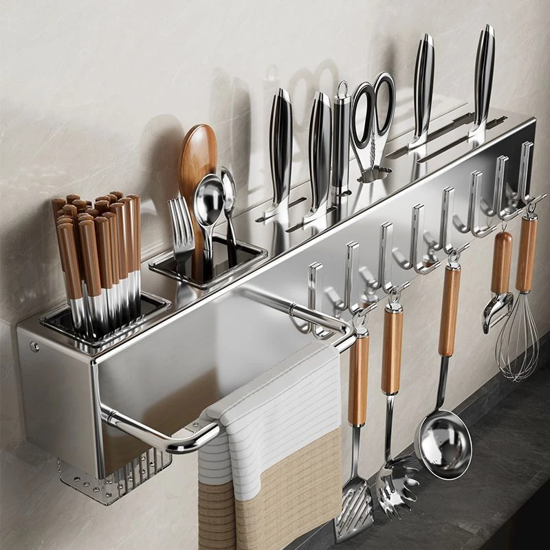 厨房置物架刀架菜刀壁挂式免打孔筷子筒筷笼一体刀具收纳架多功能