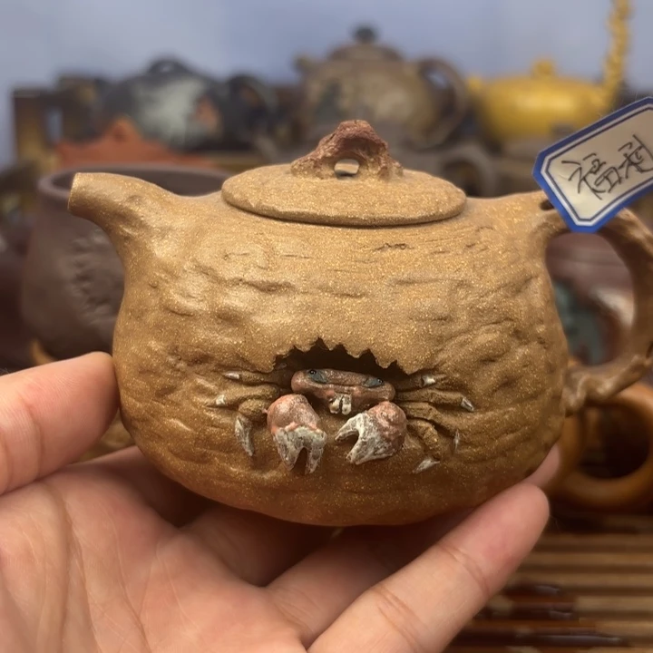 茶壶紫砂螃蟹供春老段泥原矿220c
