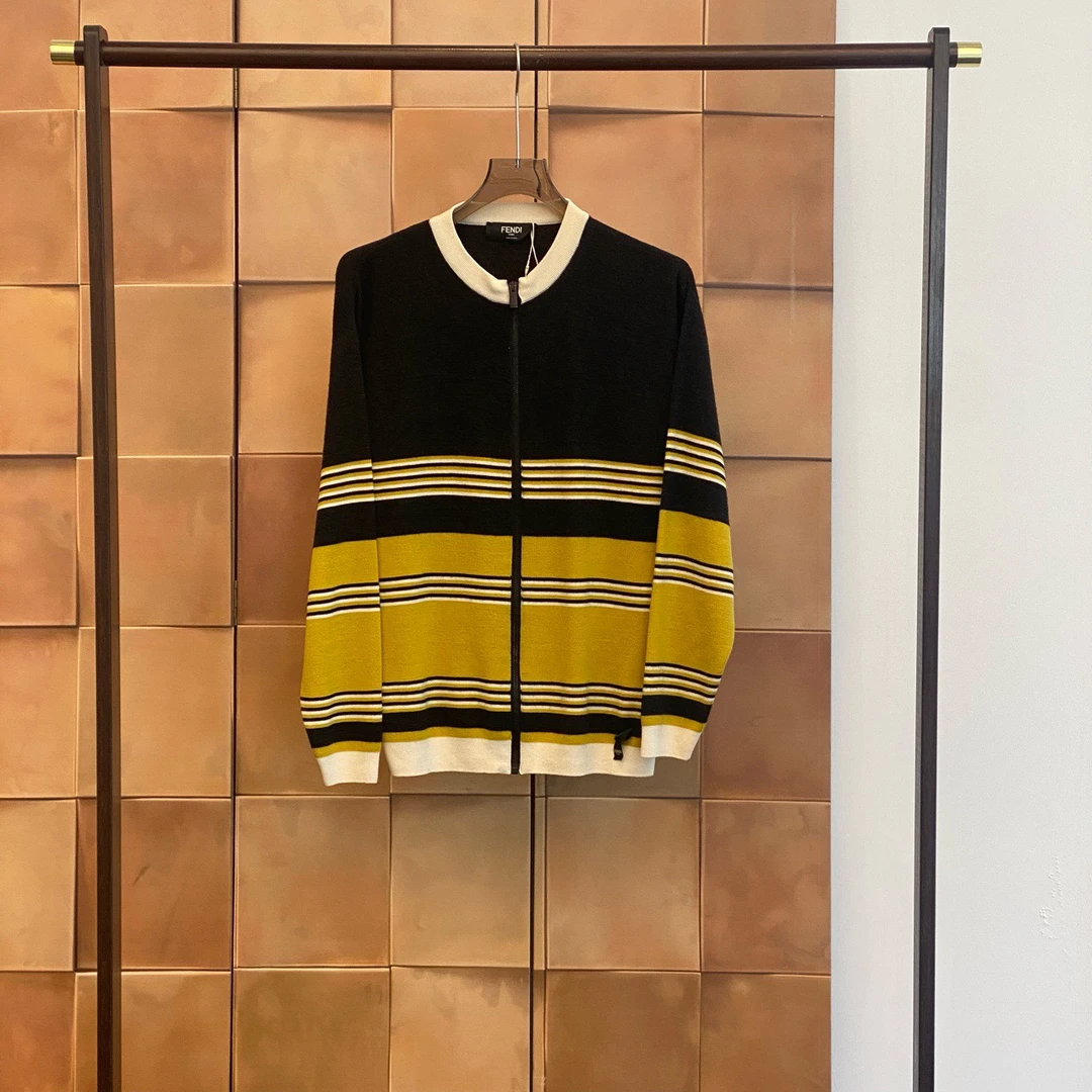 99新 FENDI/芬迪 Fendi 撞色条纹羊毛针织外套/46码/99新/29877