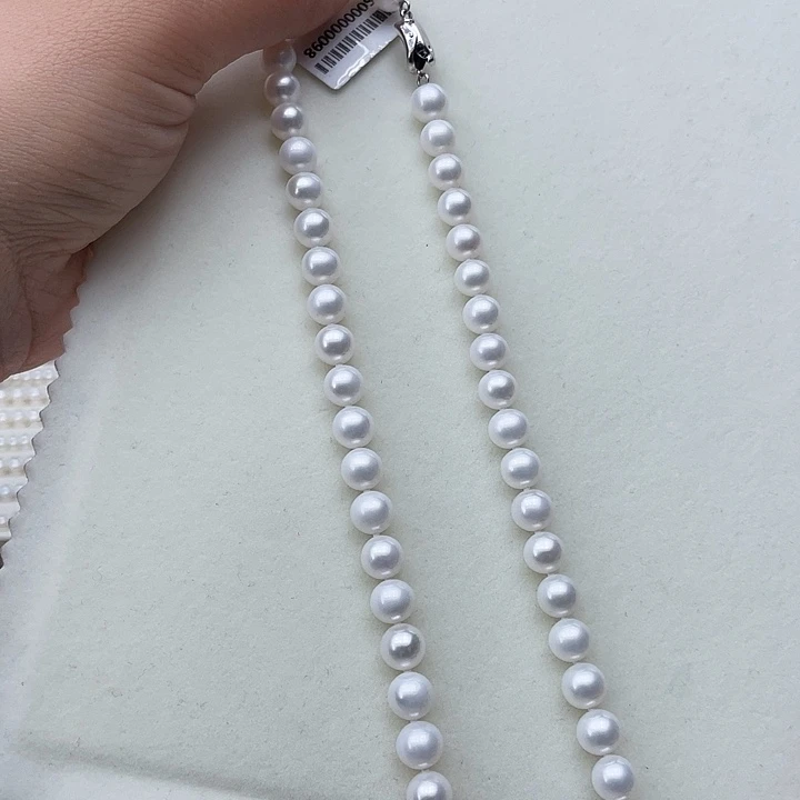 淡水珍珠颈饰银S925镶嵌卡8➕高品极光雪白毕业级