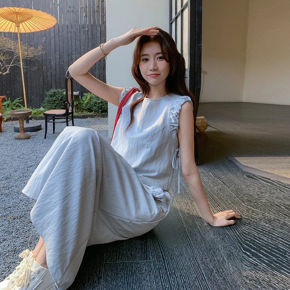 简约设计感韩系套装裙女2025夏新款超好看无袖上衣半身裙两件套