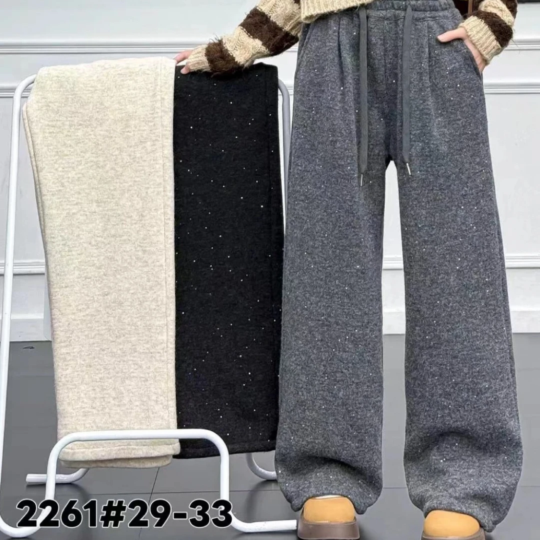 2025新款银河亲子款羊毛裤加厚休闲直筒一条过冬棉裤