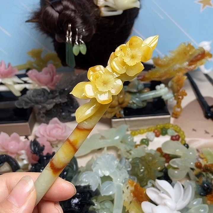 岫玉未镶嵌发簪发簪
