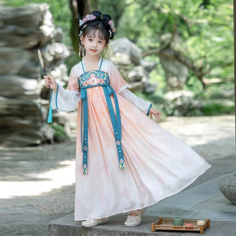 女童汉服春秋季连衣裙古风襦裙超仙小女孩薄款演出服儿童国风古装